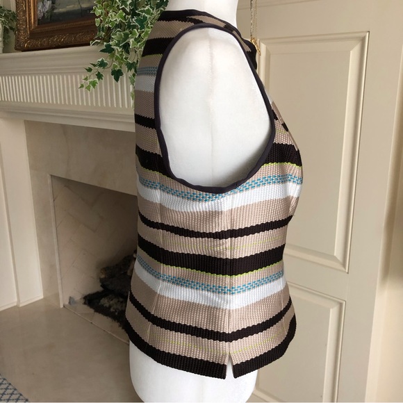 Worth Collection Zip Front Striped Top Size 10 - Picture 8 of 16